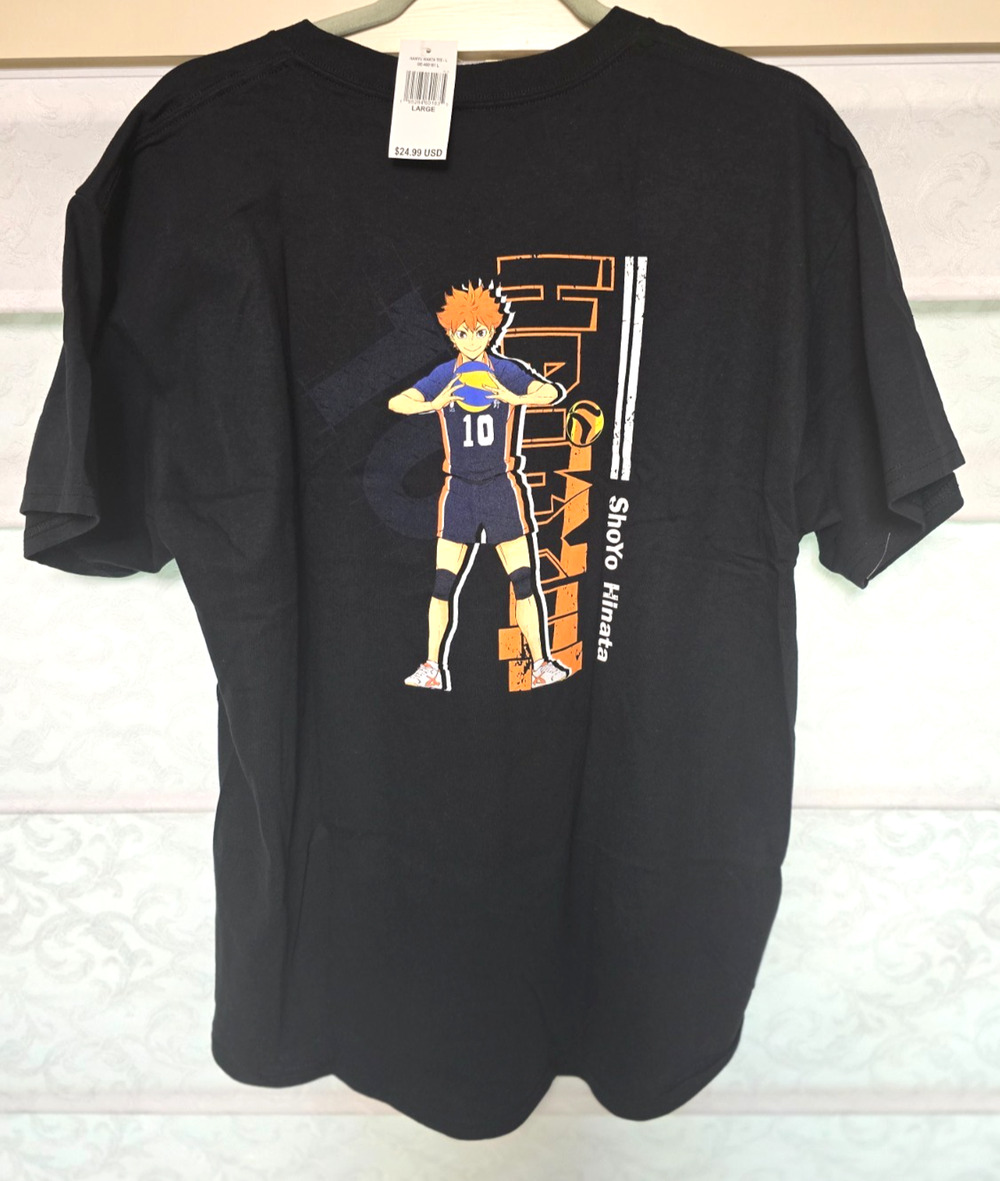 Haikyu Shoyo Hinata To The Top Shirt Adult Large Black Anime Volleyball Tee NWT